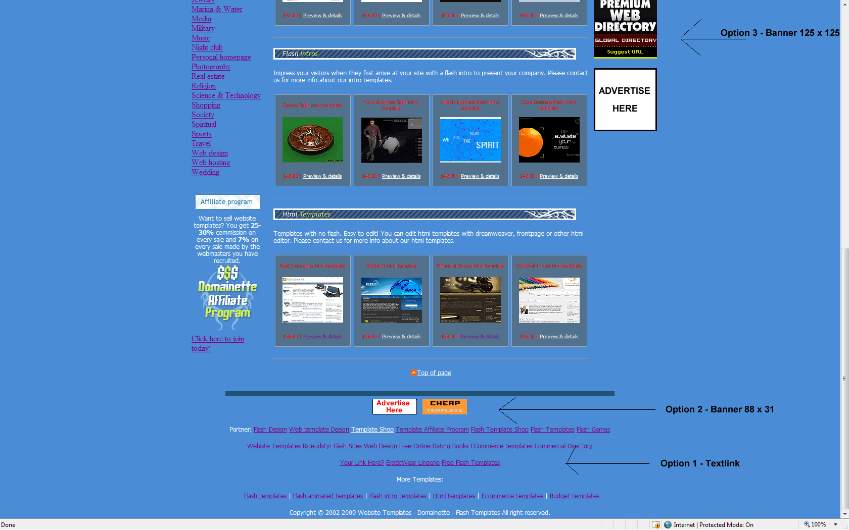 Advertise Options